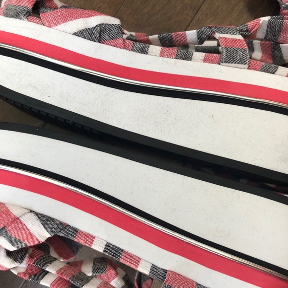 Zara Striped Tie-up Wrap Wedge Sandals Size 8/39 - Picture 9 of 11